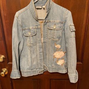 Chico’s denim floral jacket